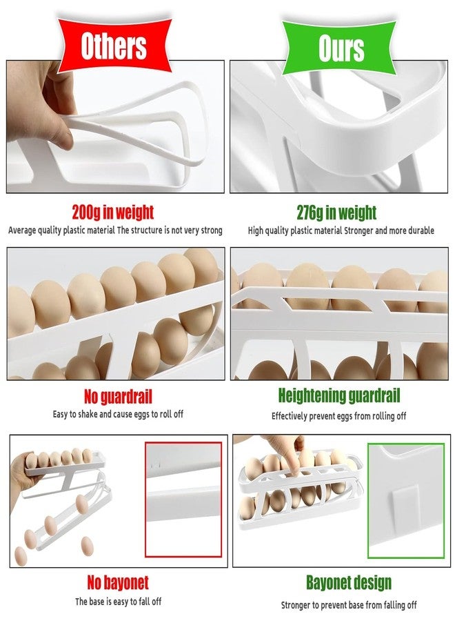 Portible حامل بيض محمول للثلاجة، موزع بيض متحرك، منظم تخزين بيض أوتوماتيكي موفر للمساحة للثلاجة وخزانة المطبخ (قطعة واحدة) - Image 3